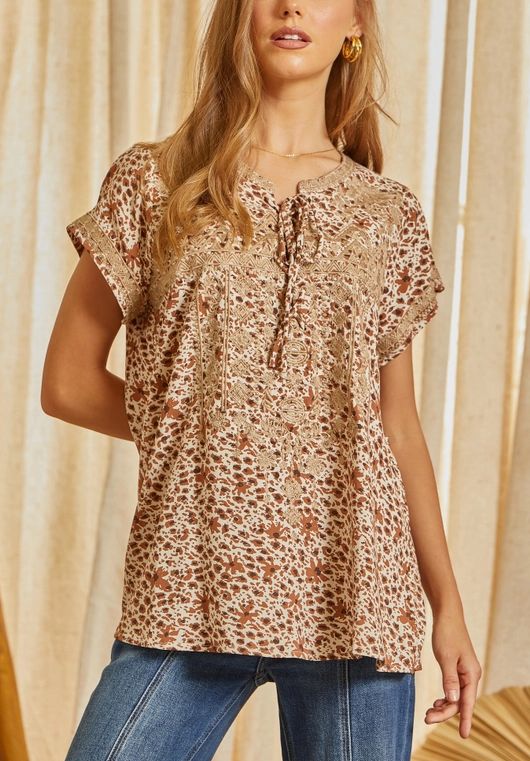 SJ Top w Embroidered Front &amp; Trim, Size: SMALL
