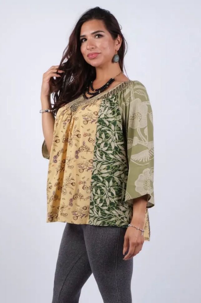 Golden Patchwork Top, Size: SMALL/MEDIUM