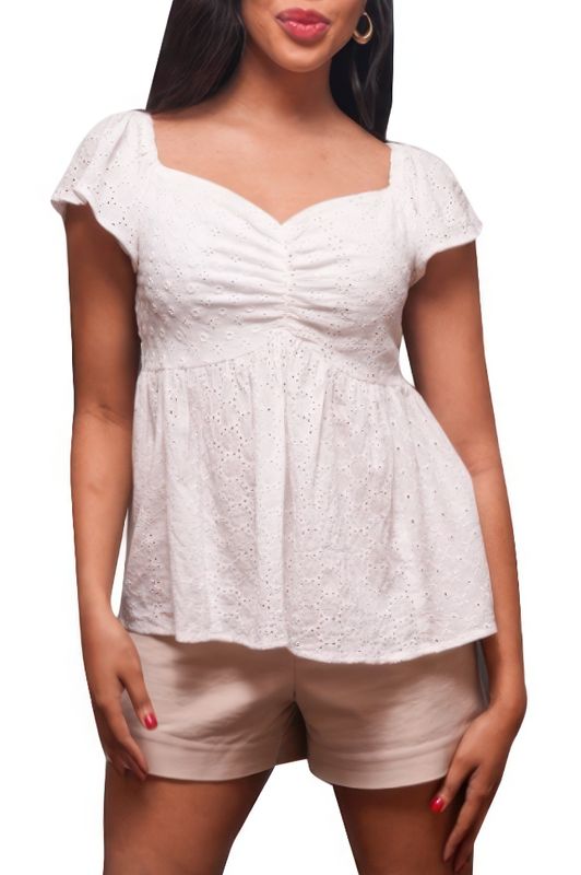 ON SALE Price Marked is 30% Off Orig. Price - White Embroidered Top