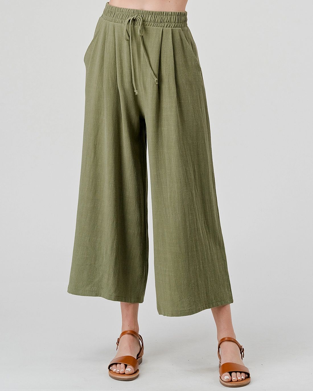 Wide Leg Linen Pants, Size: SMALL