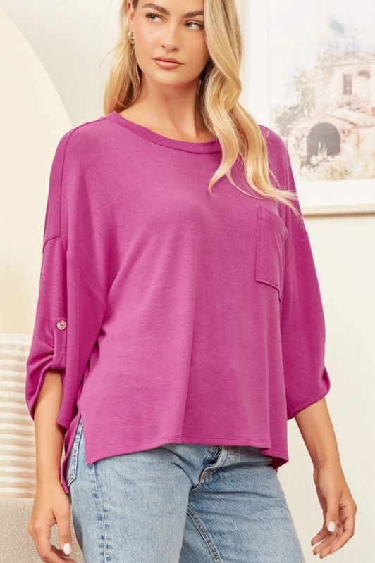 Hacci Top w 3/4 Sleeves