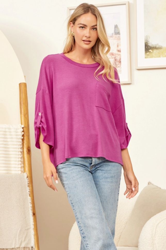 Hacci Top w 3/4 Sleeves, Size: SMALL