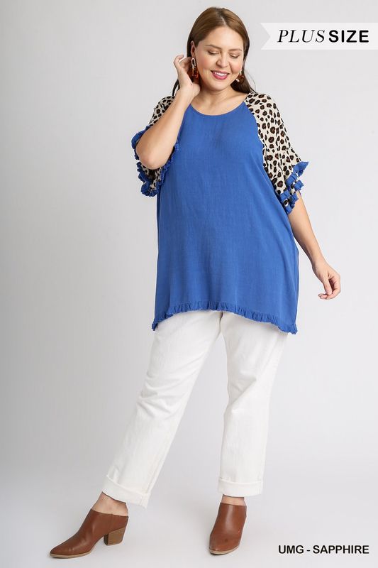 Curvy Blue Leopard Top