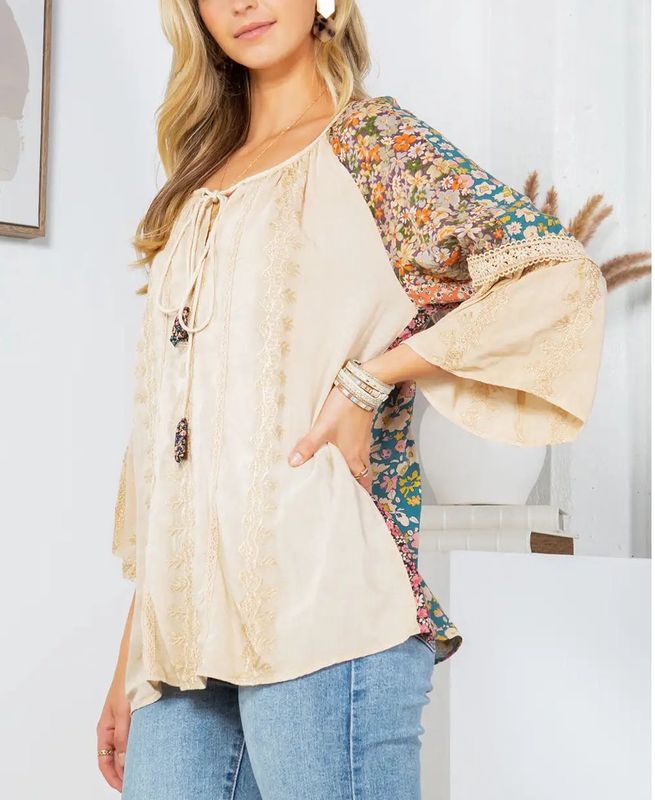 Embroidered Patchwork Blouse