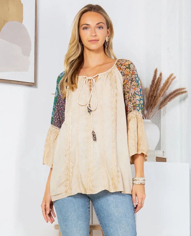 Embroidered Patchwork Blouse