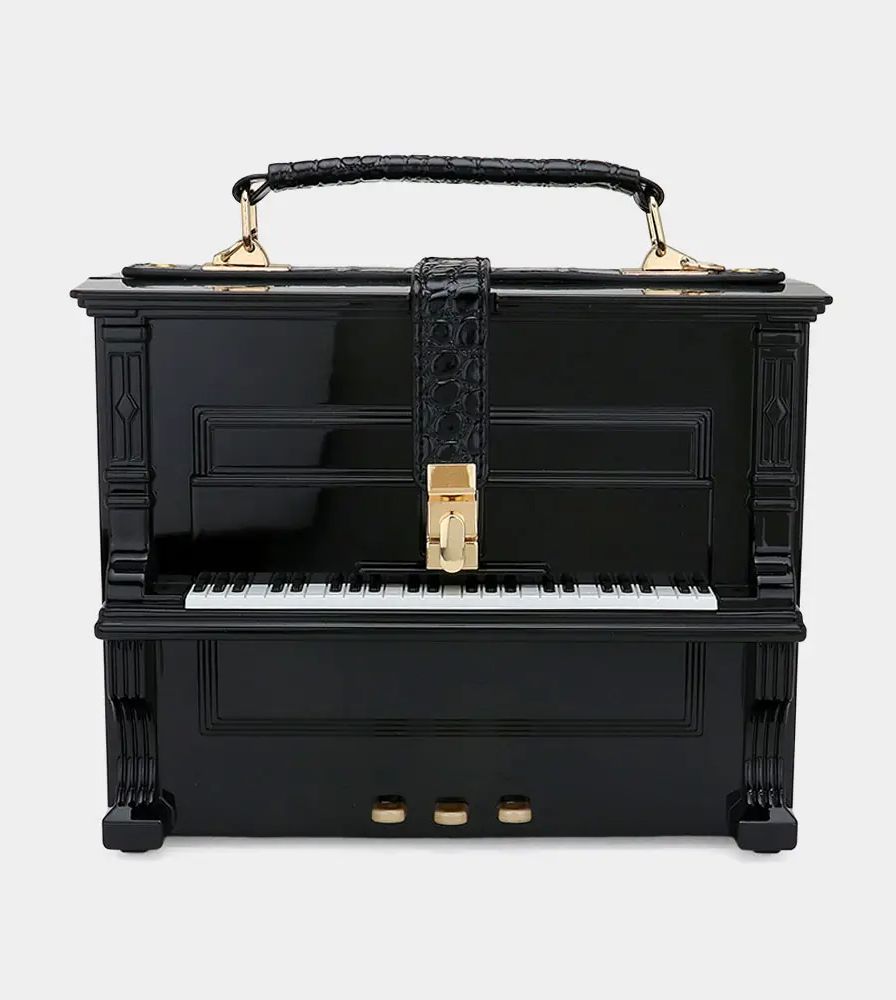 Piano Handbag, Color: BLACK