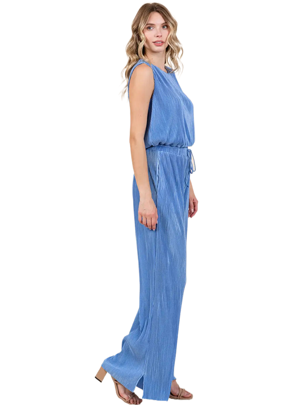 Pleated Satin Pants Set