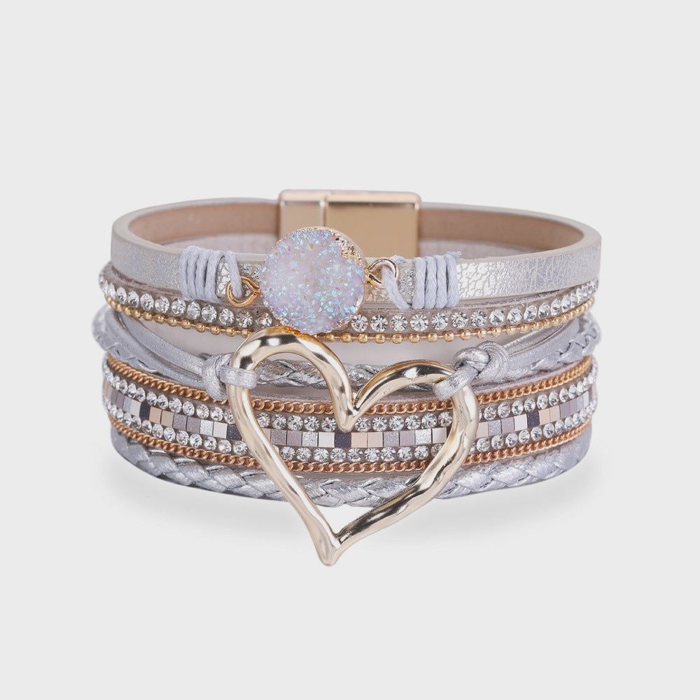 Open Heart Bracelet, Color: WHITE/GOLD
