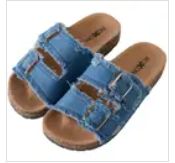 Double Buckle Sandals, Color: Denim, Size: 6