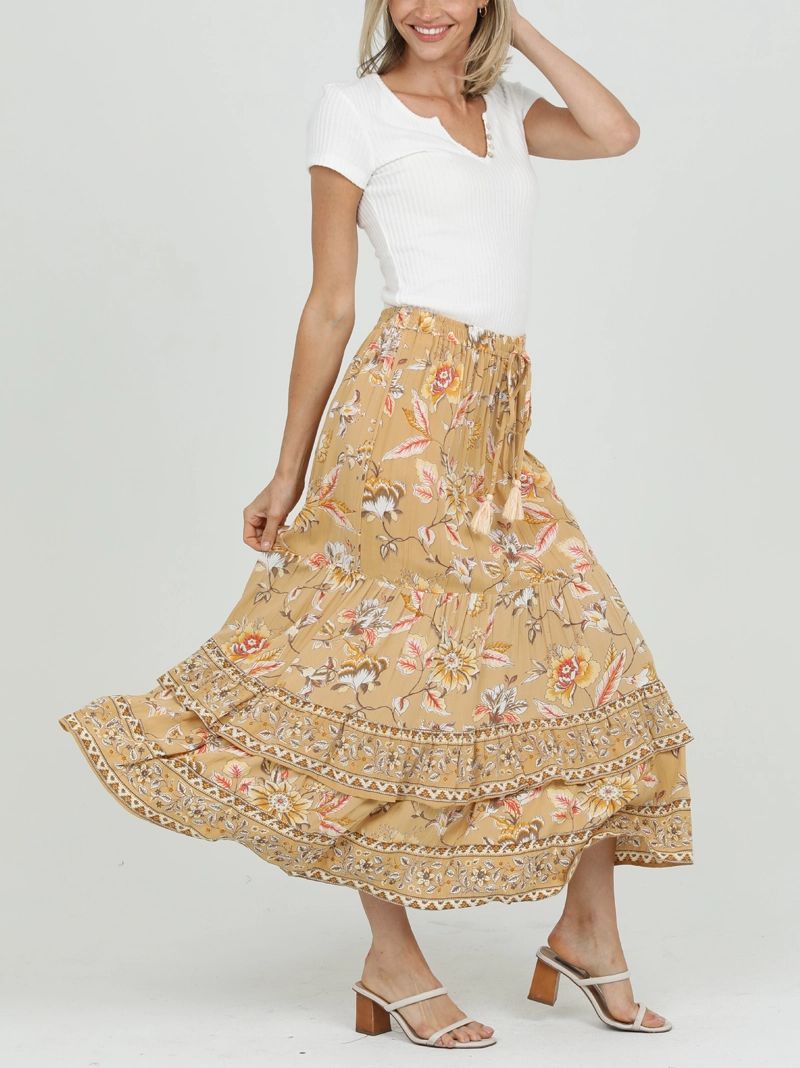 Ruffled Maxi Skirt, Size: SMALL