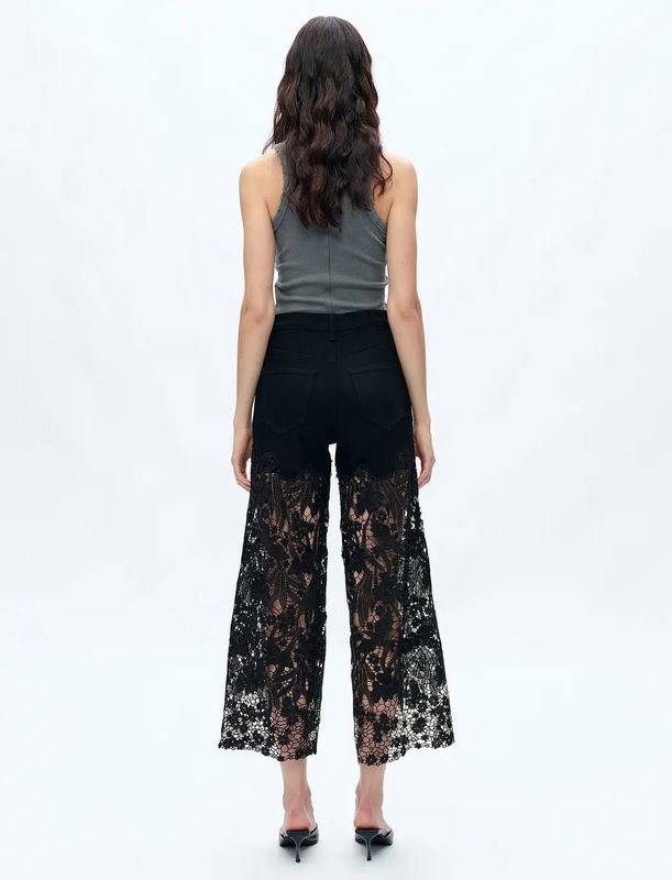 Black Lace Denim Jeans