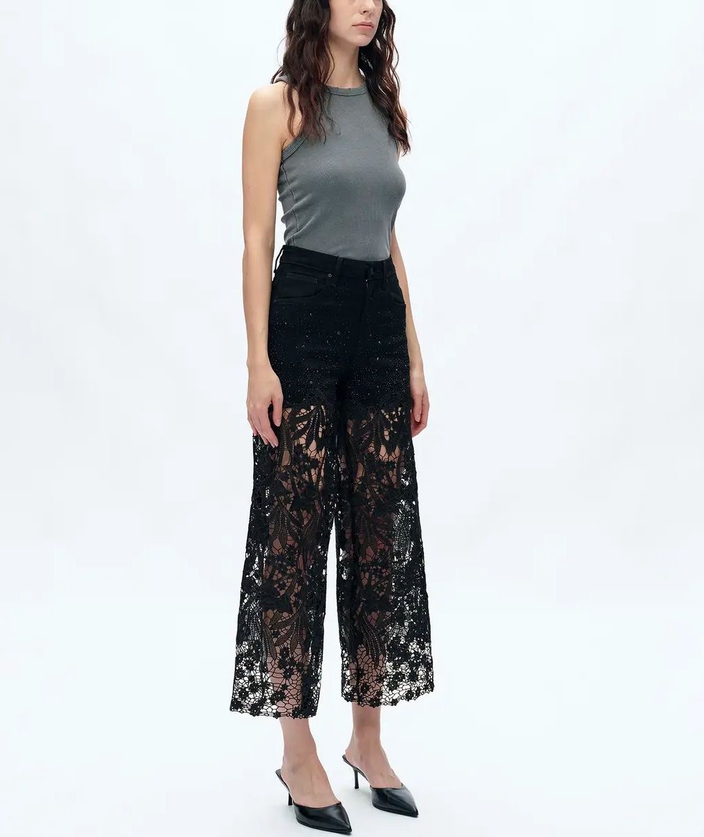 Black Lace Denim Jeans