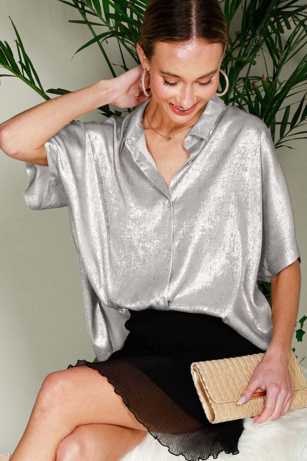 Silver Splendor Blouse, Size: SMALL