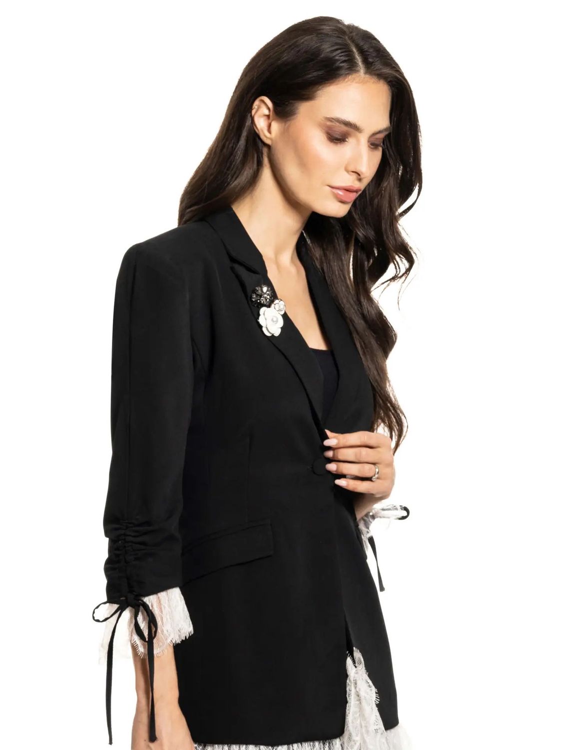 Lace Trimmed Blazer, Size: MEDIUM