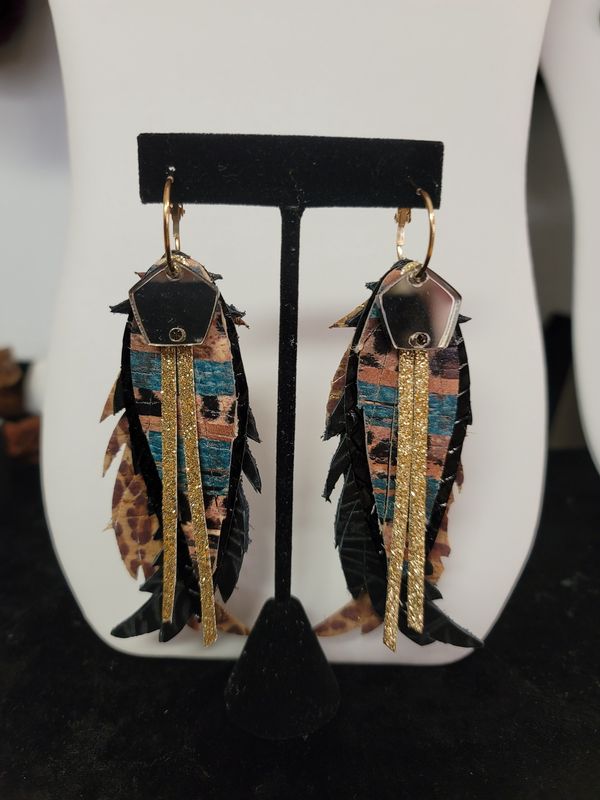 Stacked Leather Earrings