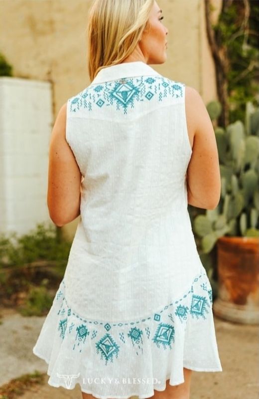 Aztec Embroidered Mini Dress