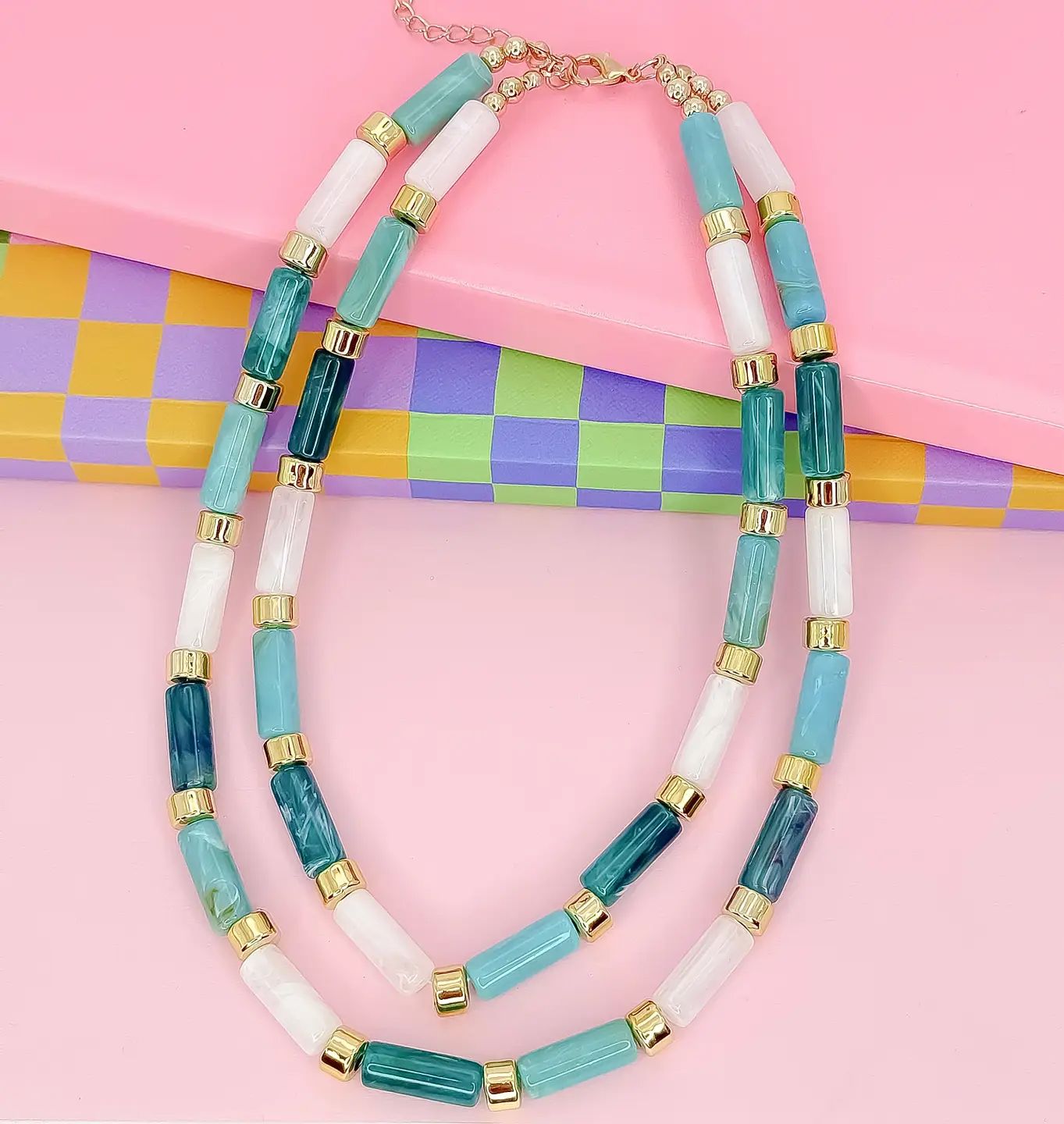 Candy Bar Necklace, Color: AQUA