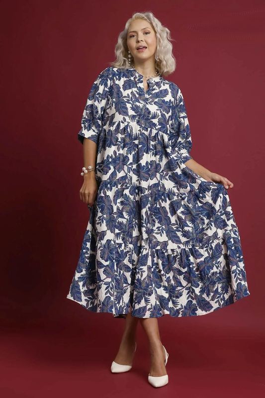 CURVY Tiered Floral Maxi Dress