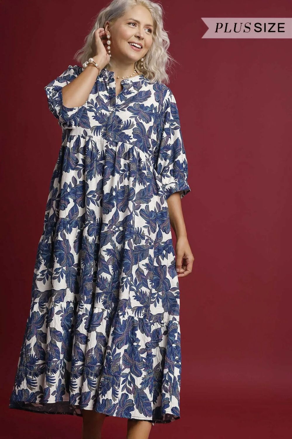 CURVY Tiered Floral Maxi Dress, Size: 1X
