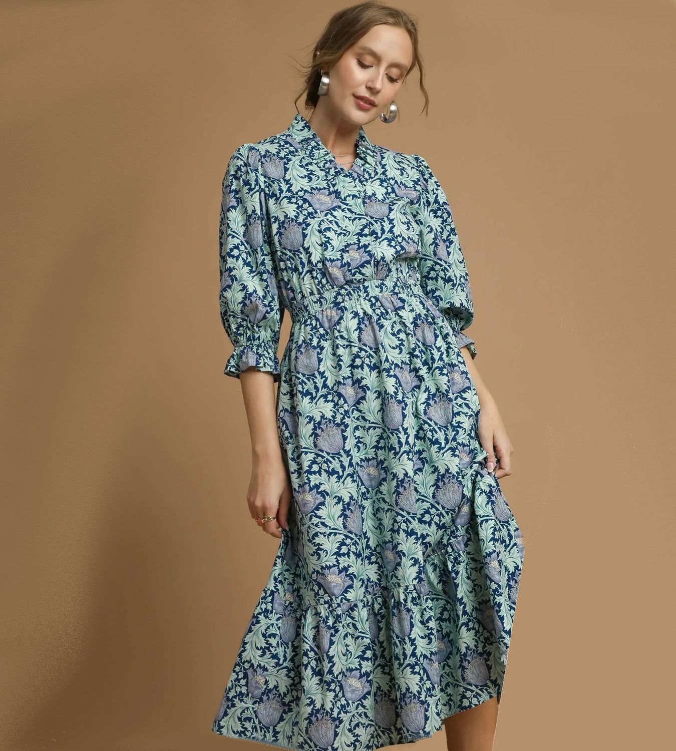 Beautiful Blues Midi Dress, Size: SMALL