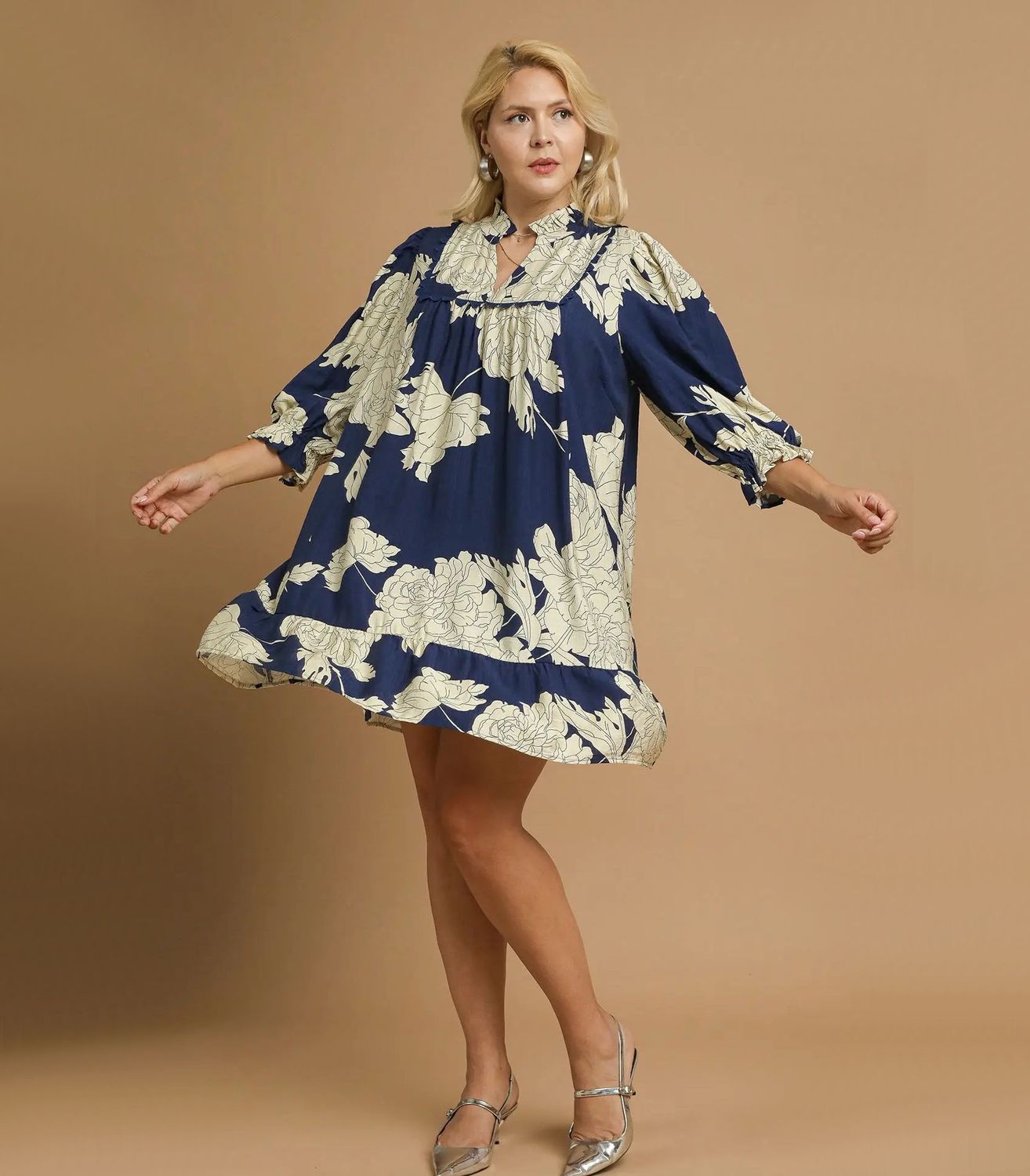 CURVY Floral Babydoll Dress, Size: XL
