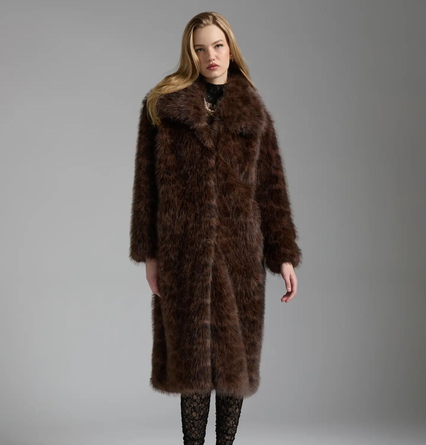 Faux Fur Long Coat, Size: MEDIUM