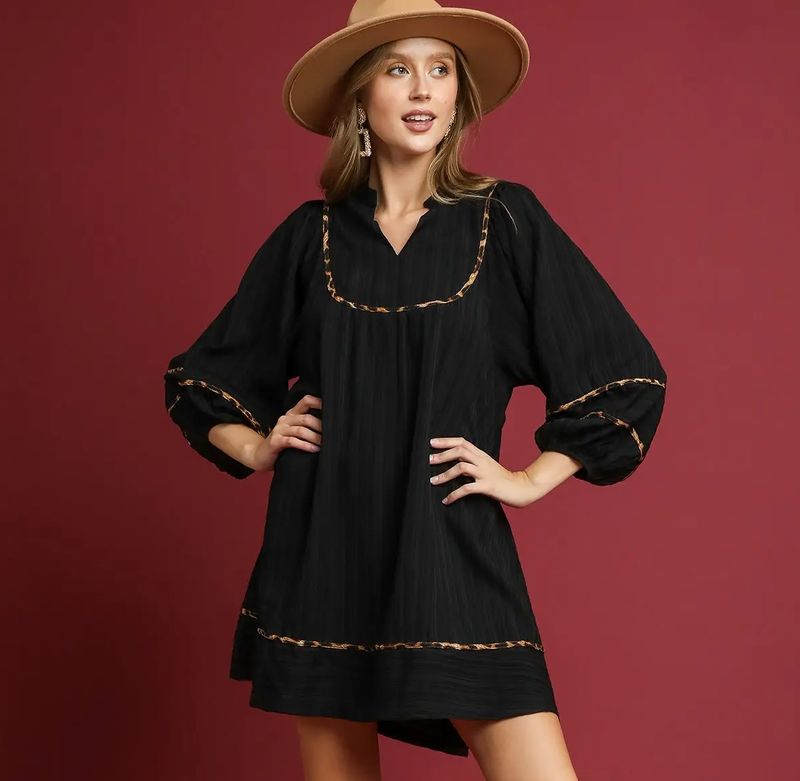 CURVY Leopard Trimmed Midi Dress