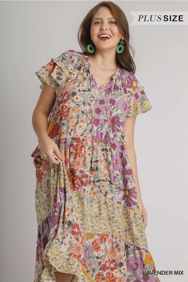 CURVY Floral Patchwork Maxi Dress, Size: XL
