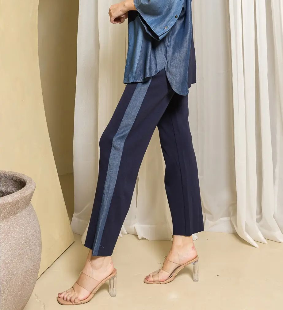 Denim Knit Pants, Size: SMALL