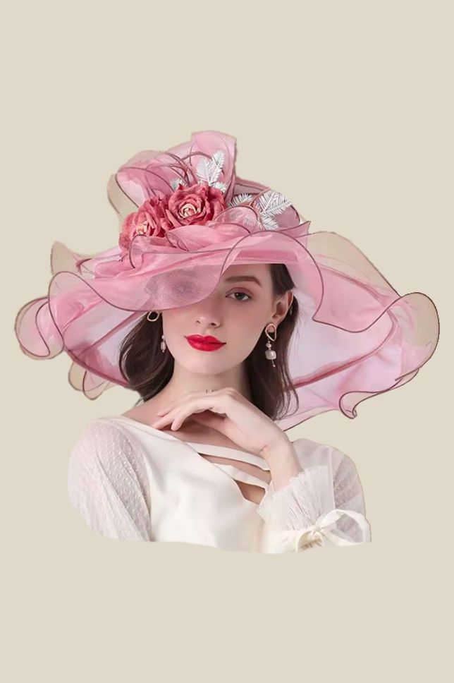 Derby Hats - with Roses, Color: PINK