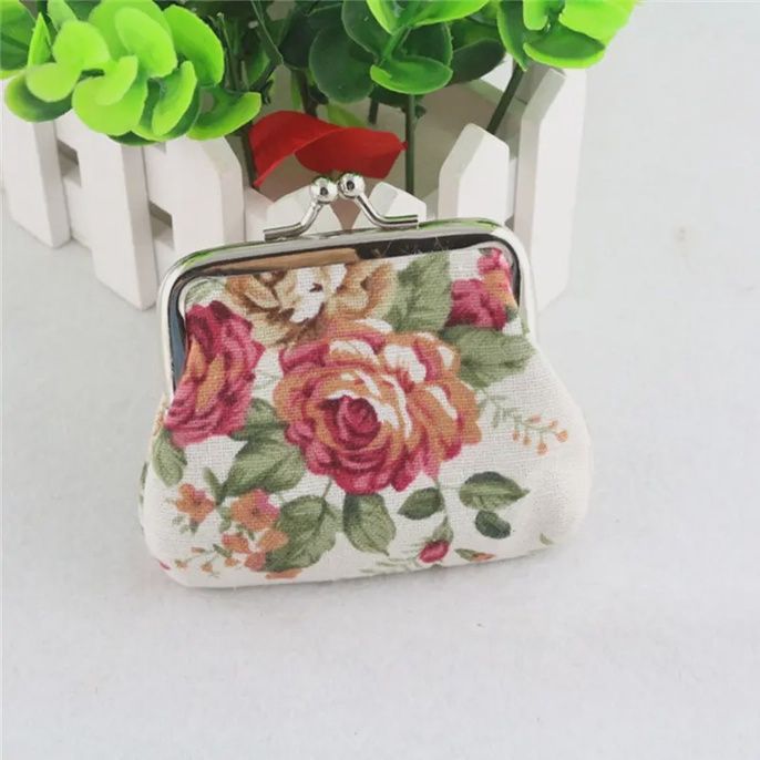Floral Coin Purse, Color: White