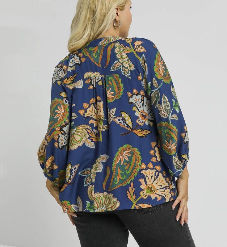 CURVY Paisley Puff Blouse