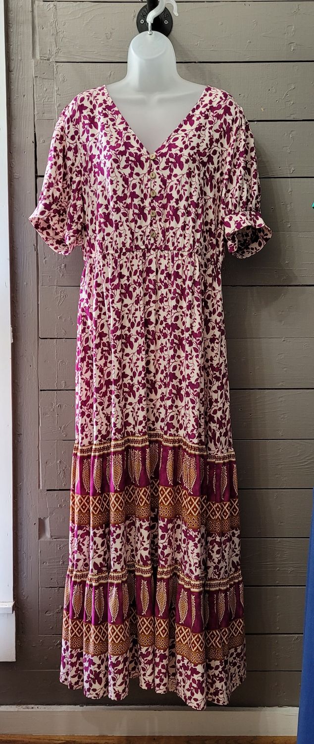 CURVY Grand Print Maxi Dress, Size: XL