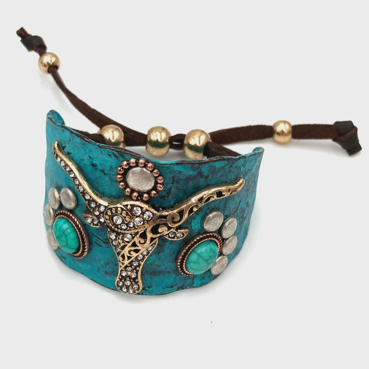 Longhorn Cuff Bracelet, Color: Patina