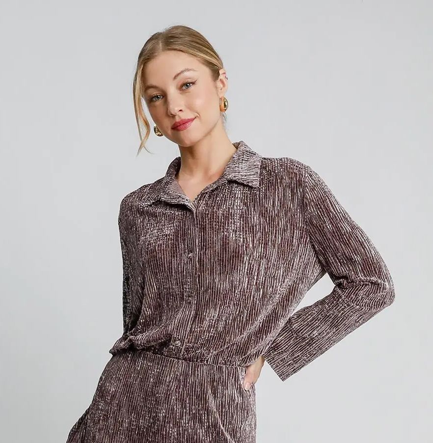 Textured Velvet Blouse, Size: SMALL