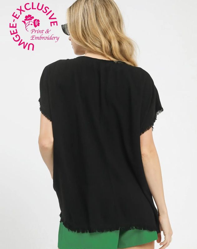 Embroidered Linen Top