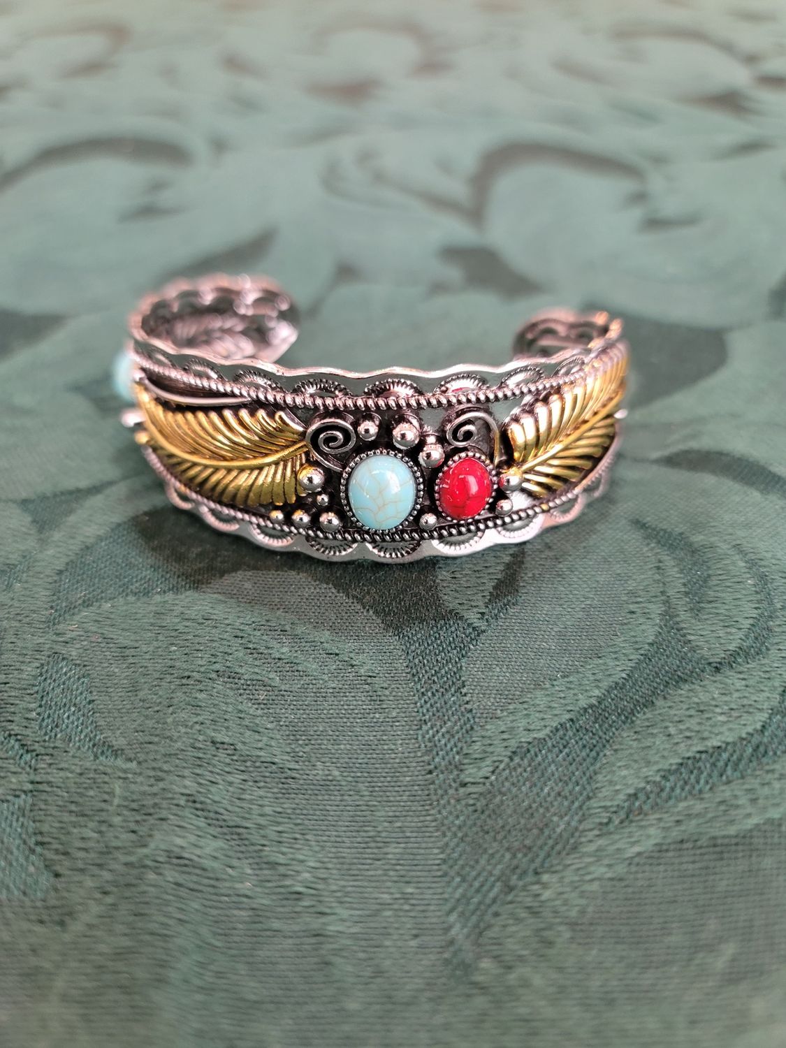 Feather Cuff Bracelet, Color: GOLDEN FEATHER