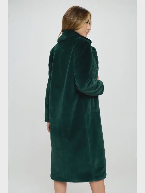 Green Velvet Faux Fur Coat