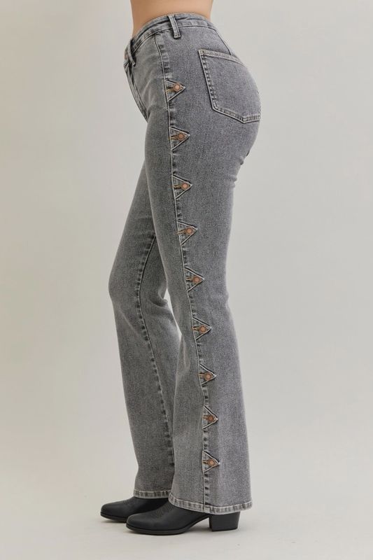 Grey Coin Placket Jeans