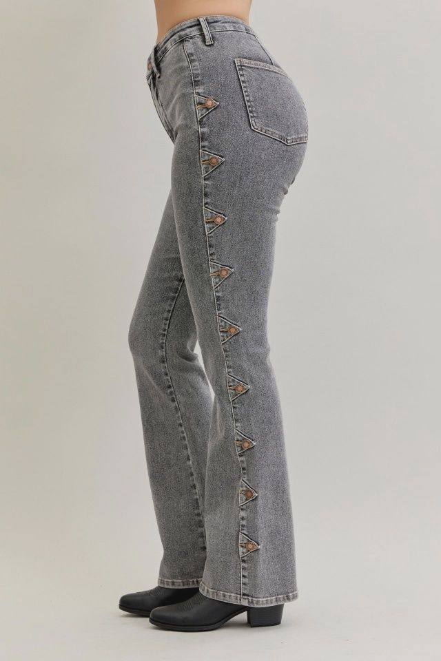 Grey Coin Placket Jeans, Size: 24/0