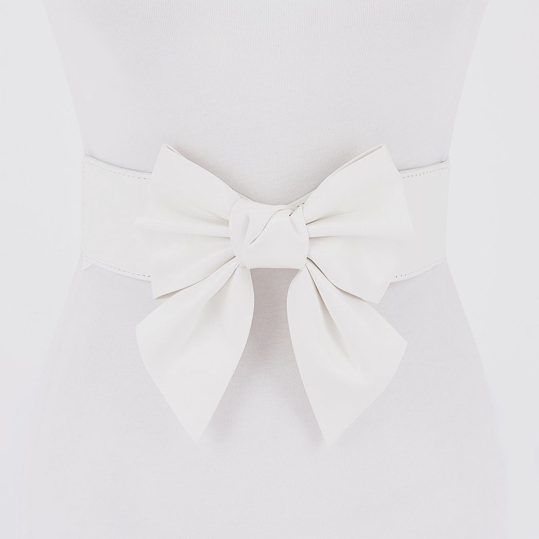 White Bow Elastic Belt