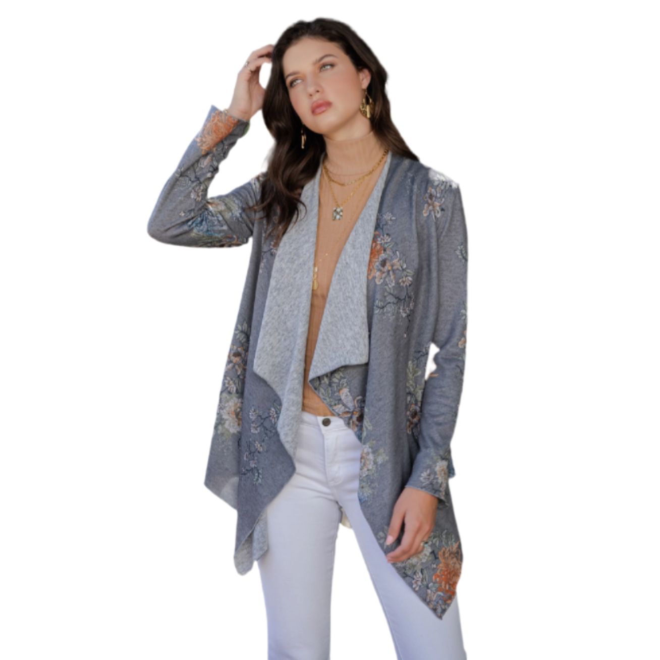 Embroidered Plush Knit Cardigan, Size: SMALL