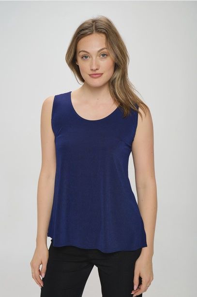 Solid Sleeveless Tank Top, Color: Navy, Size: XL