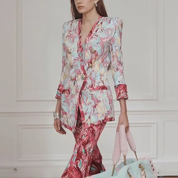 ON SALE Price Marked is 30% Off Orig. Price - Feather Print Suit, Size: LARGE