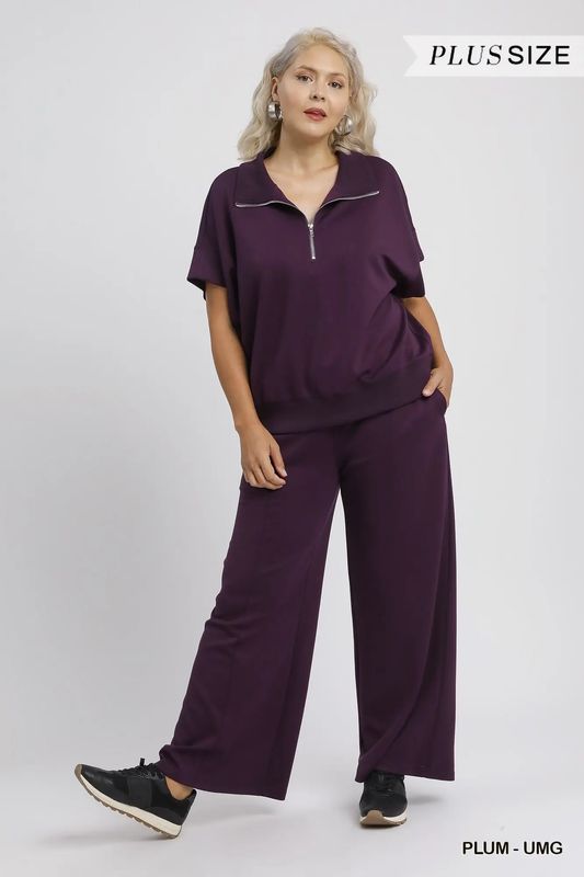 CURVY Plum Cozy Zip-Up Top