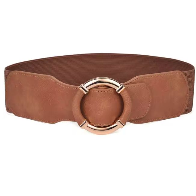 Elastic Belt w Wrapped Circle Buckle, Size: 28" - 36"
