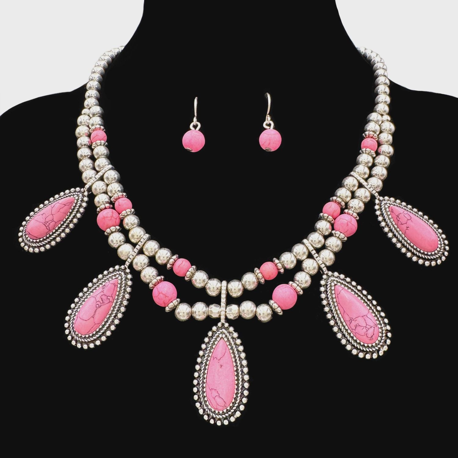 Teardrop Beaded Necklace Set