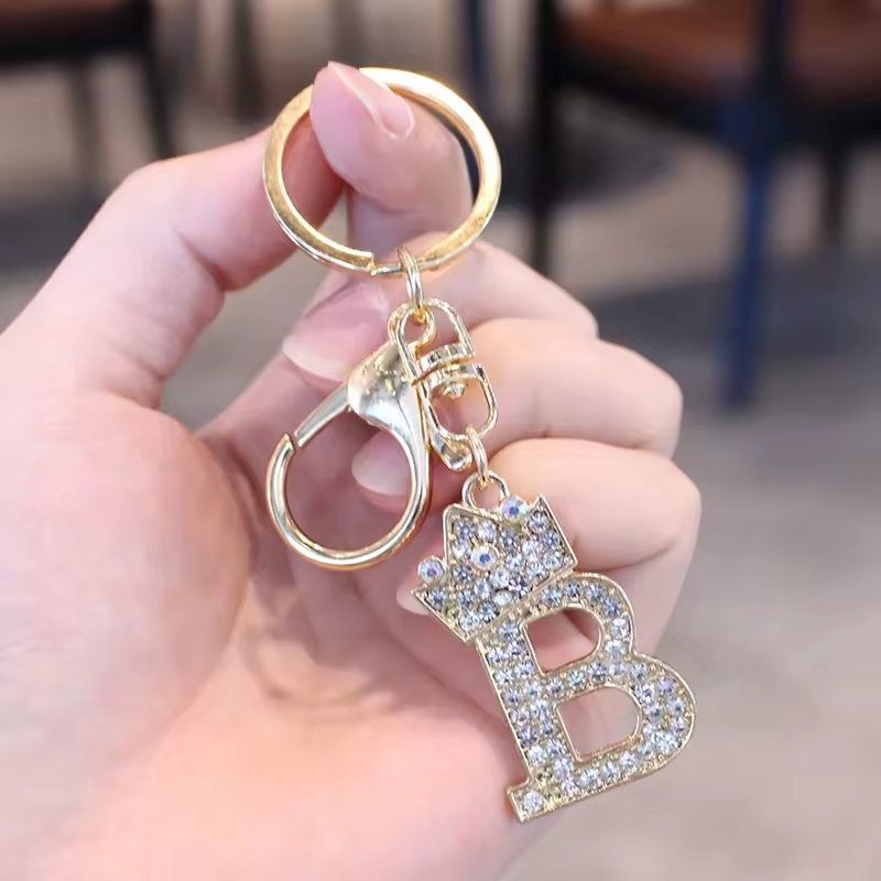 Rhinestone Initial Keychain, Initial: B