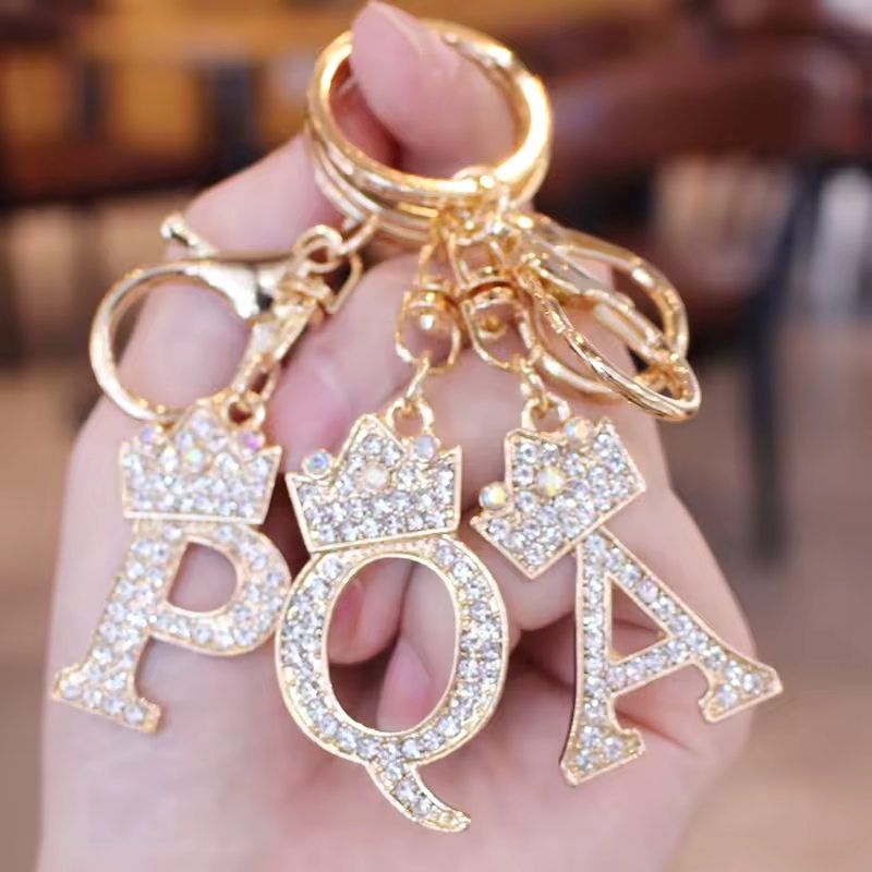Rhinestone Initial Keychain