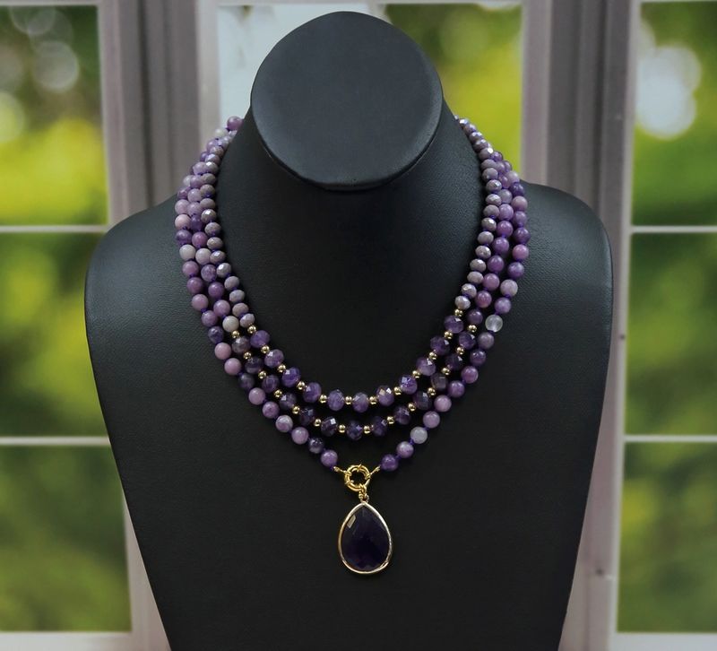 Amethyst Triple Strand Necklace